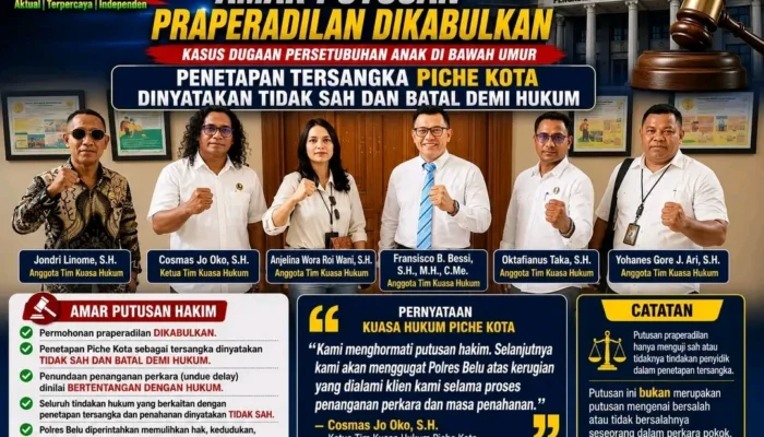Praperadilan Menang, Status Tersangka Piche Kota Gugur: Hakim Nyatakan Penetapan Polres Belu Tak Sah